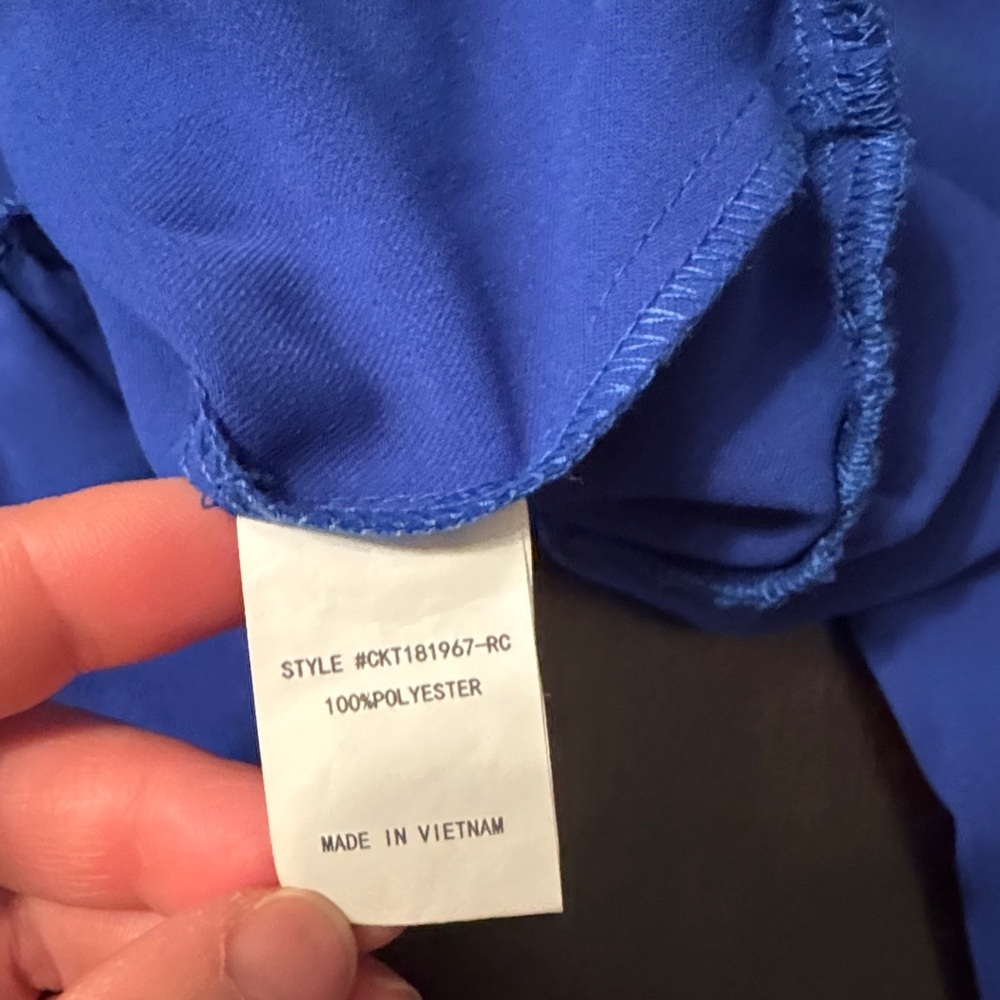 Chic Royal Blue Ruffle Blouse - Picture 3 of 5
